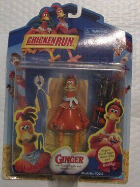 New in Box GINGER CHICKEN RUN FIGURE w/Tunnel Digger & Fence Cutter Vintage 2000
